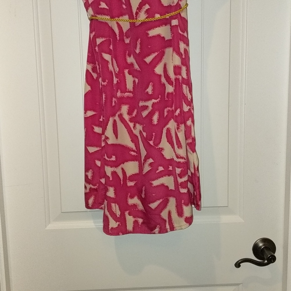 NWT MM Couture abstract pink/tan shirt dress,L - Picture 4 of 8